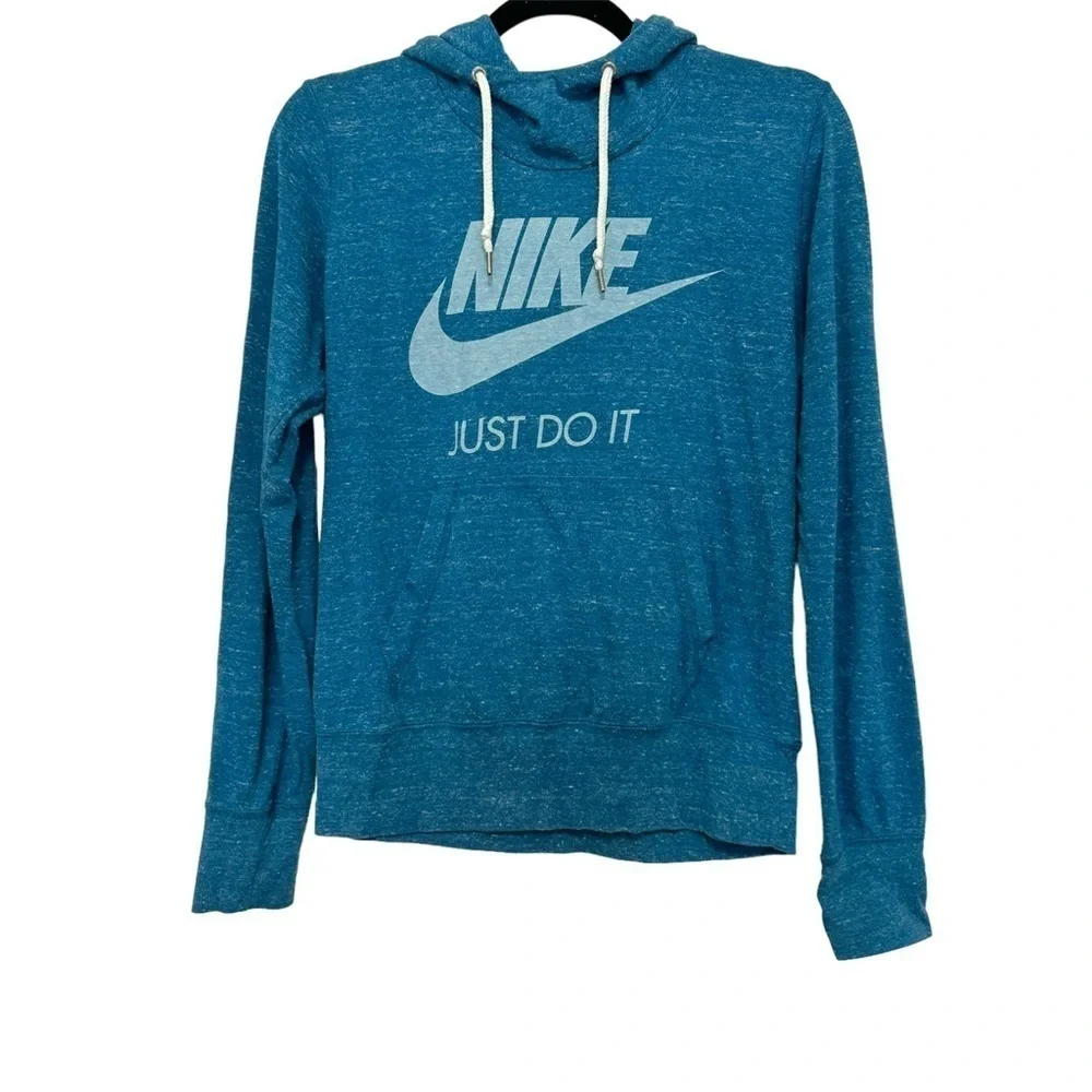 Nike Just Do‎ It Logo Blue High Neck Hoodie Sweatshirt
